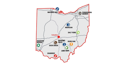 Map of the Great Ohio Lodge locations throughout Ohio